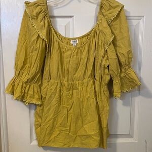 Umgee Mustard Ruffled Blouse